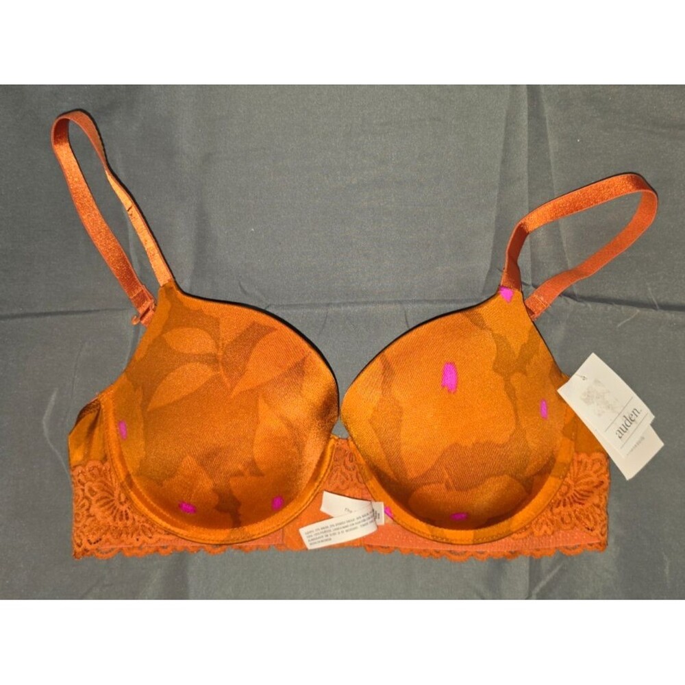 Auden The Dadream Orange Pink Bra Light Lift Demi Coverage Underwire New 36B